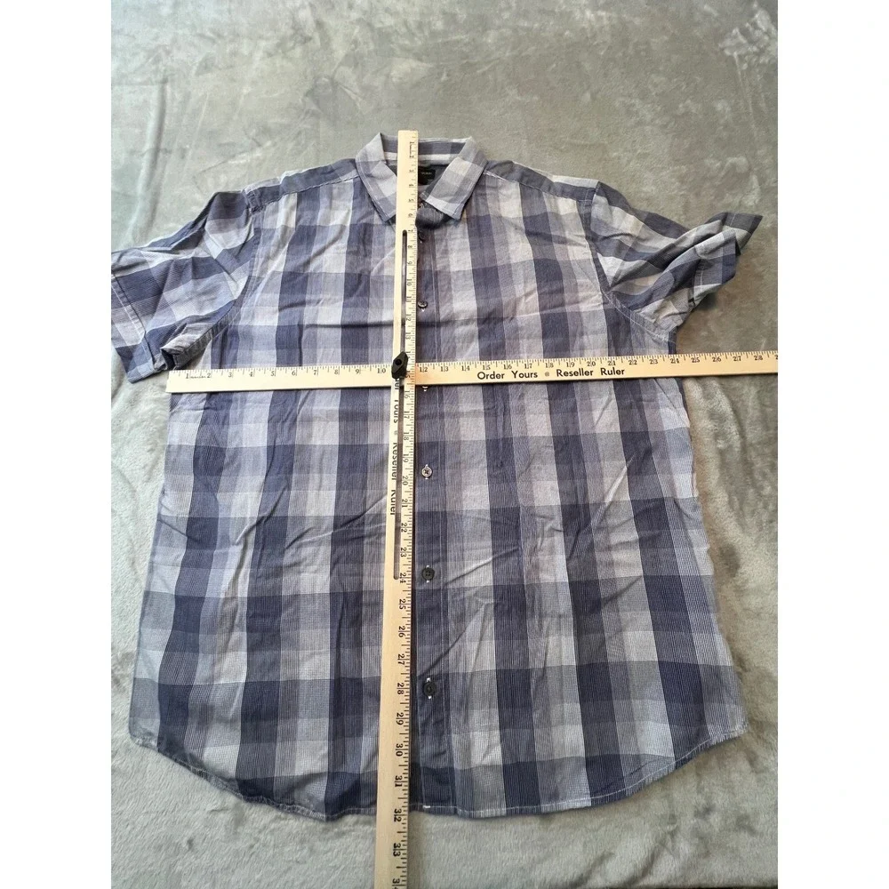 Banana Republic Button Down Shirt Mens XL Blue Plaid Short Sleeve